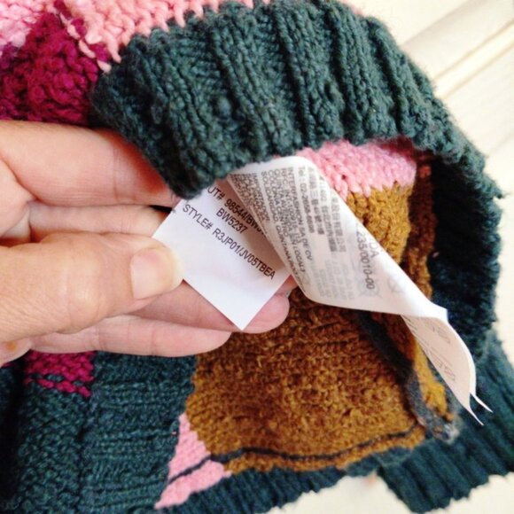 Stonewash Denim w/Fraying Crop Wide Leg Jeans & Stripe Sweater Bundle SZ Lg, NWT - Picture 4 of 16